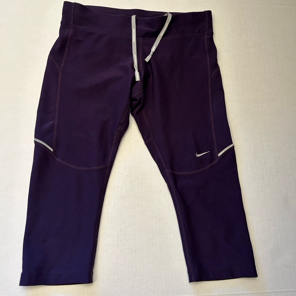 Nike Dri Fit purple crop running legging elastic waist & draw string Sz-S. R13